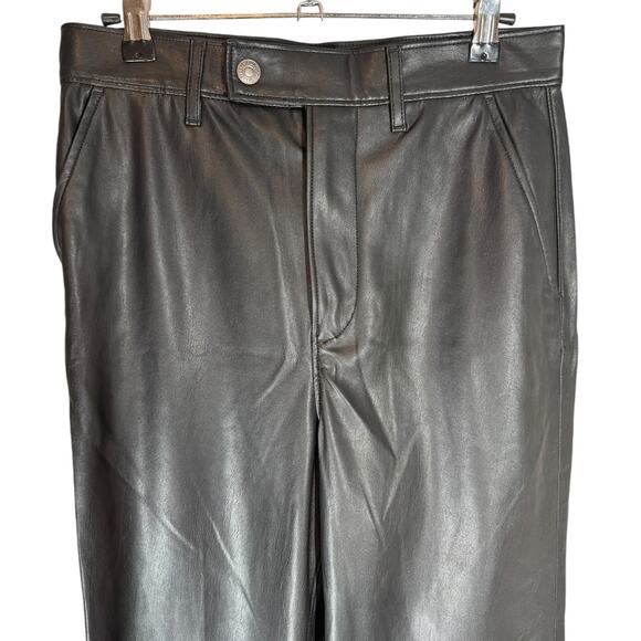 Levi's Premium Math Club Slacks Black Faux Leather High Rise Straight Leg 27 - Picture 6 of 14